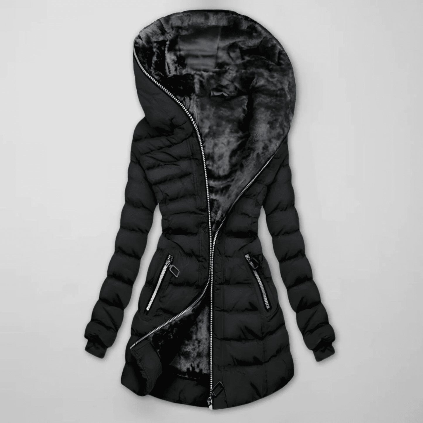 Chaqueta Acolchada de Mujer - Capucha y Cierre Asimétrico