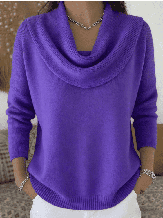 Jersey de Mujer - Cuello Drapeado y Corte Relajado