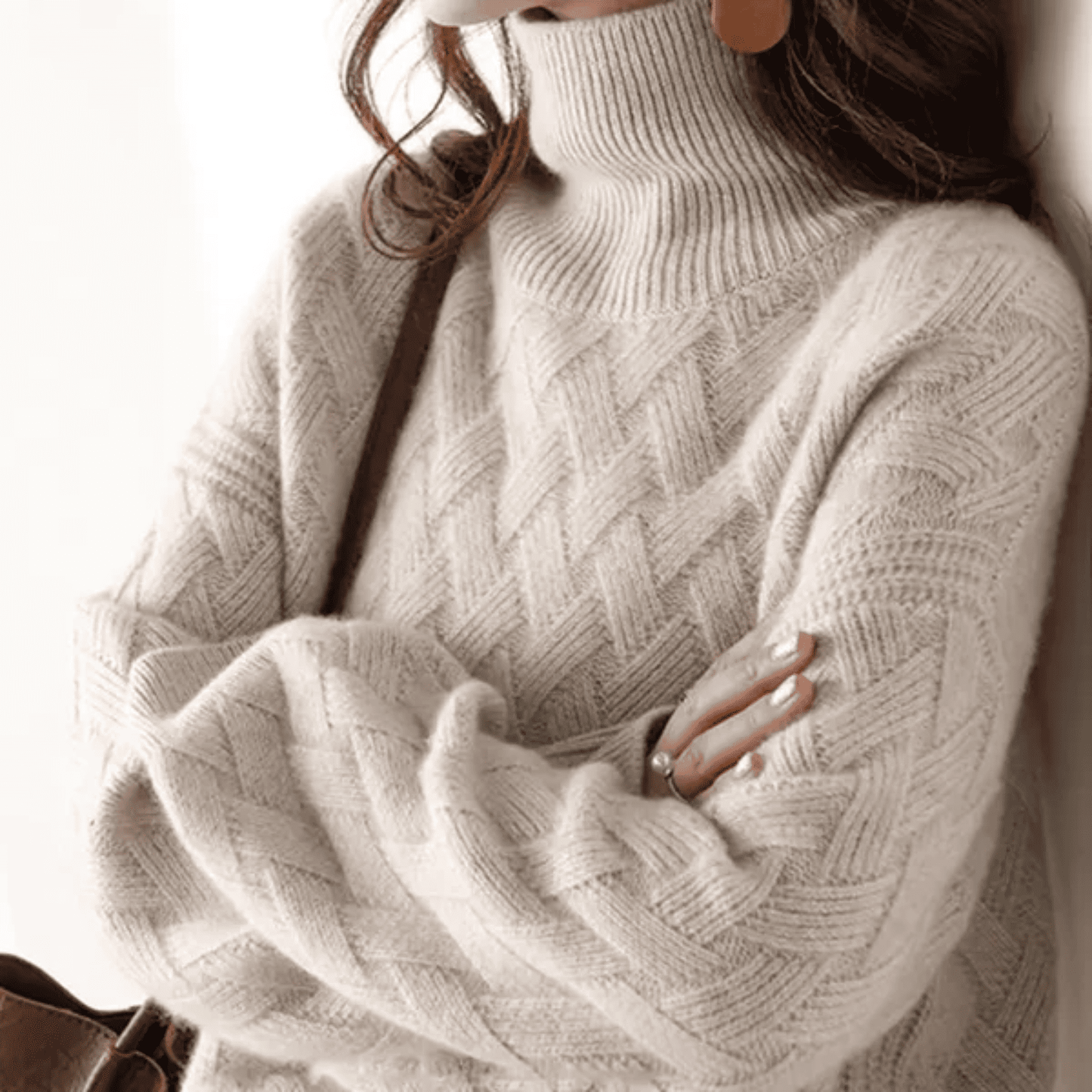 Jersey de Mujer con Cuello Alto - Punto Texturizado