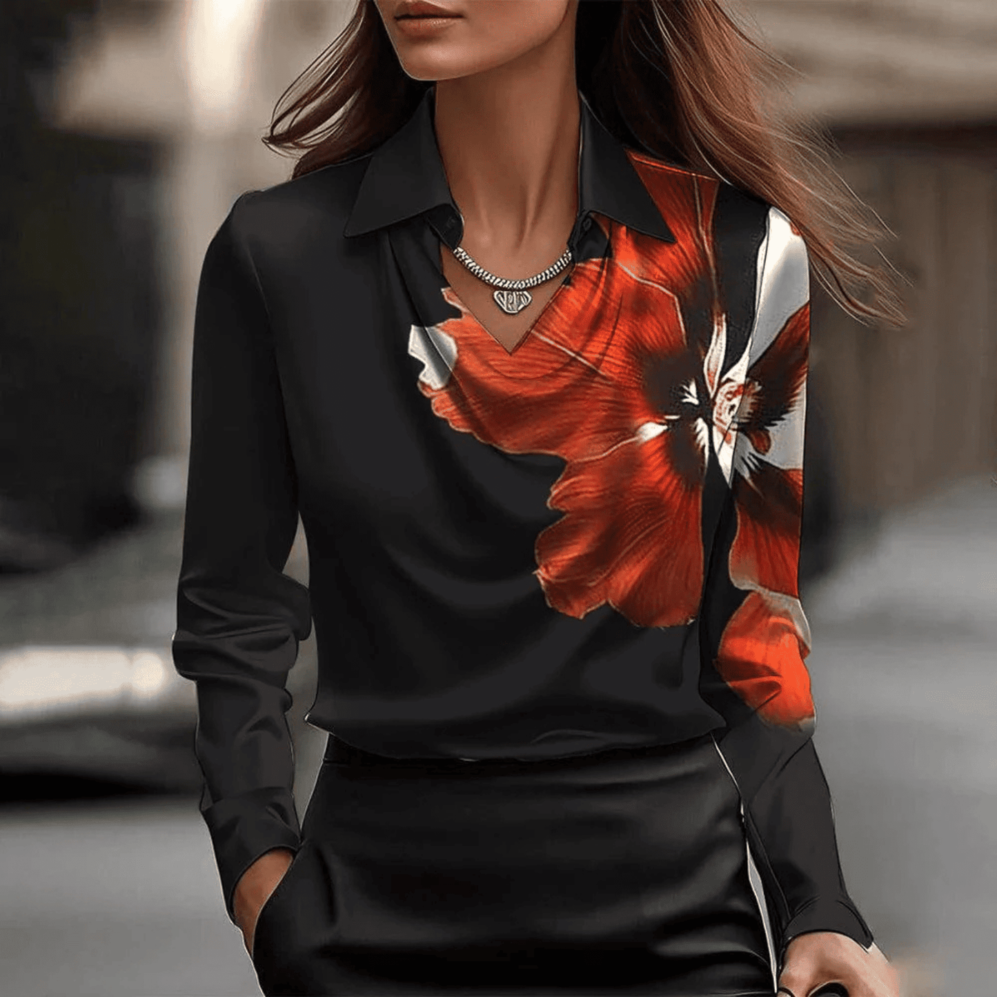 Blusa Satinada de Mujer | Cuello en V