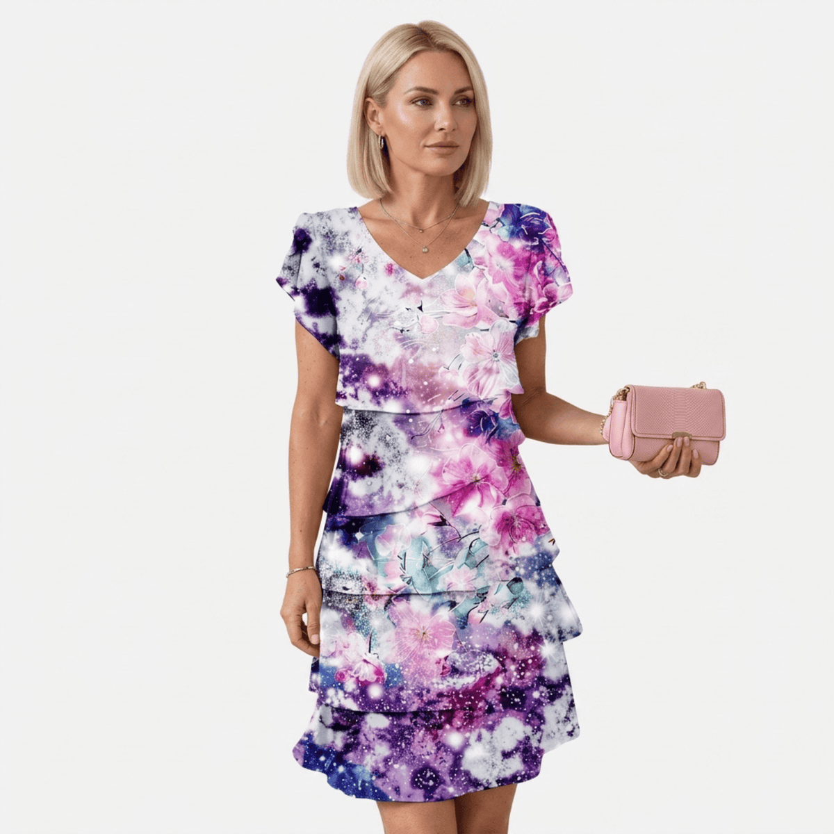 Vestido Plisado Floral de Mujer - Mini