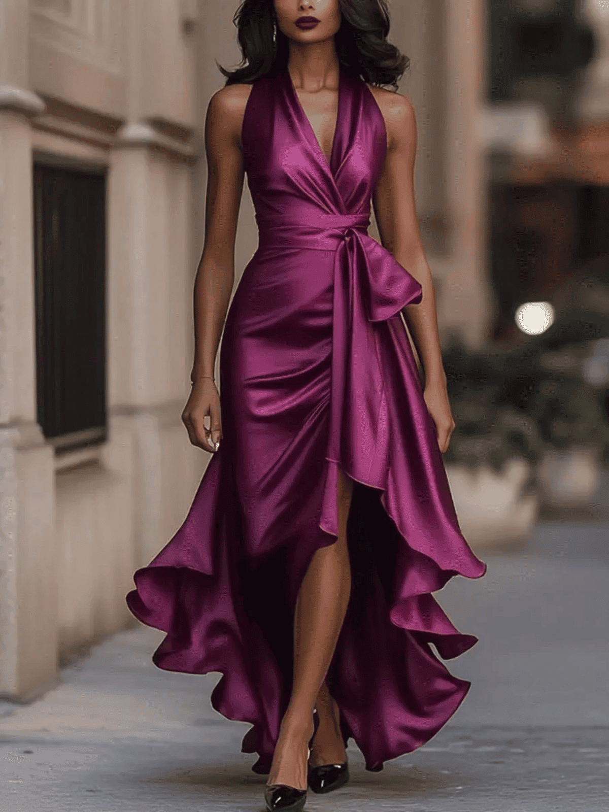 Vestido de Mujer Invitada de Boda Asimétrico - Maxi
