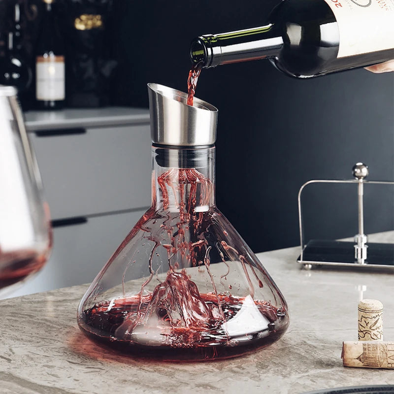 Decantador de vino con base de vidrio triangular