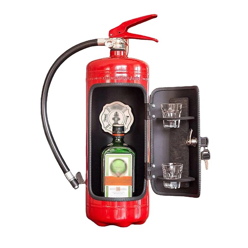 Gabinete para bebidas con forma de extintor de incendio réplica