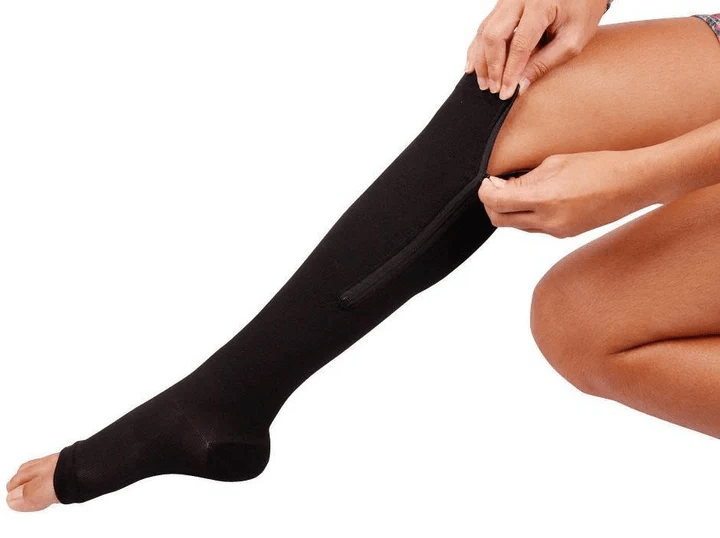 Medias de compresión hasta la rodilla con cremallera lateral
