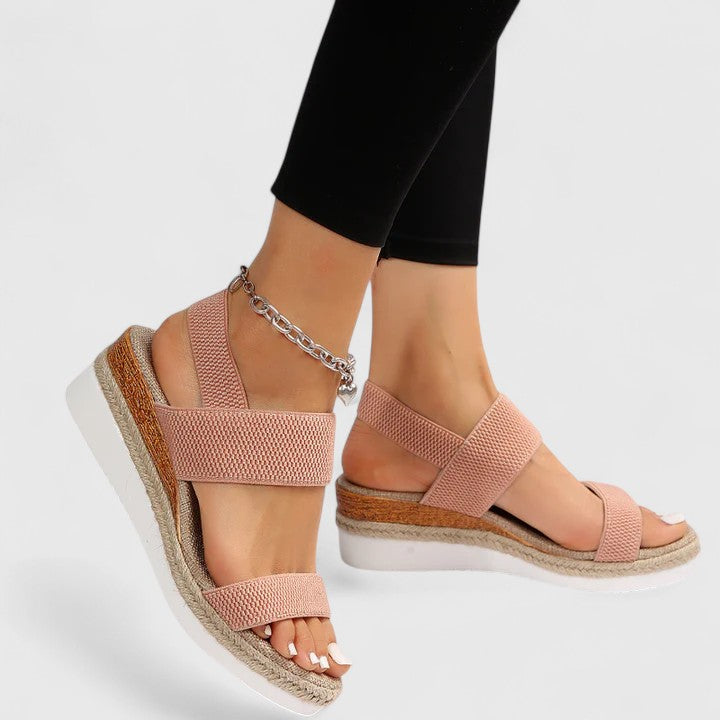 Sandalias de cuña con plataforma para mujer y tira elástica