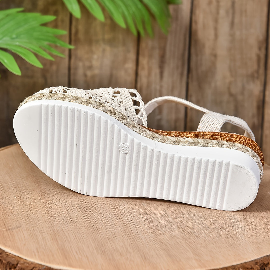 Sandalias de cuña para mujer con punta cerrada y correa al tobillo