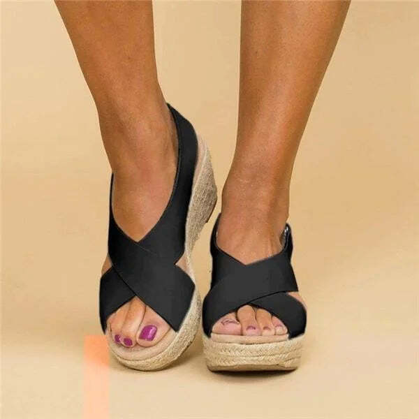 Sandalias de cuña para mujer con tiras cruzadas