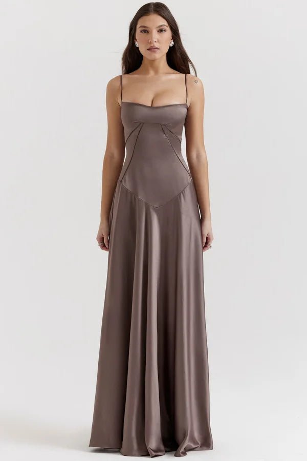Vestido maxi para mujer con escote cuadrado y tirantes finos
