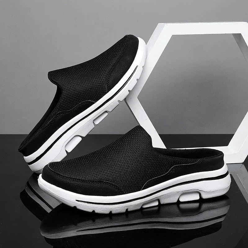 Zapatillas sin talón para hombre con parte superior de malla