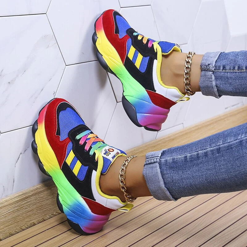 Zapatos de mujer de corte bajo con plataforma y paneles de malla