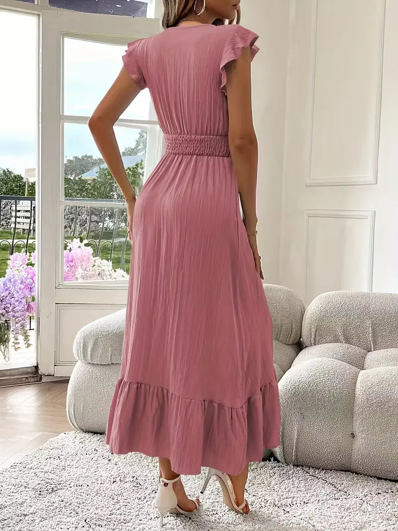 Vestido de Mujer Invitada de Boda con Escote Cruzado - Maxi