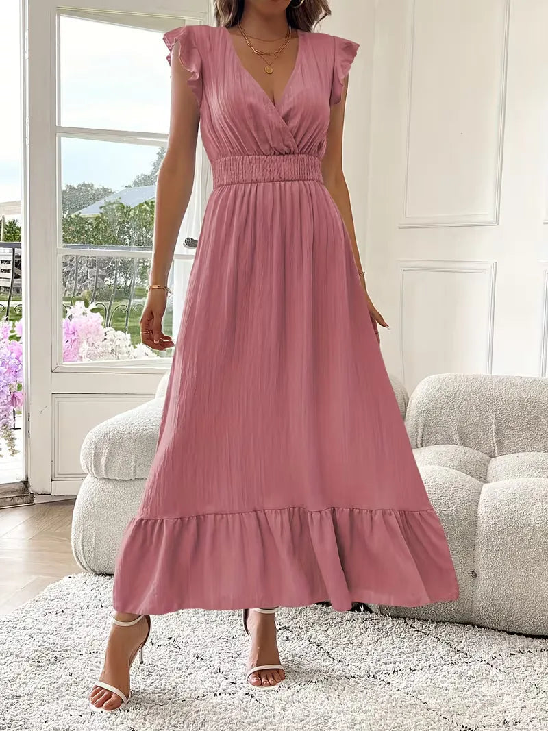 Vestido de Mujer Invitada de Boda con Escote Cruzado - Maxi
