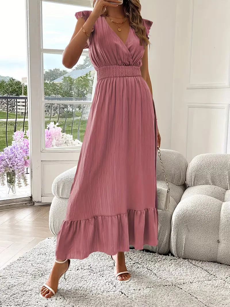 Vestido de Mujer Invitada de Boda con Escote Cruzado - Maxi