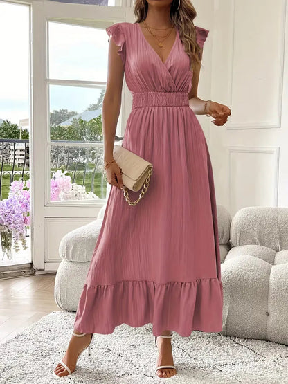 Vestido de Mujer Invitada de Boda con Escote Cruzado - Maxi