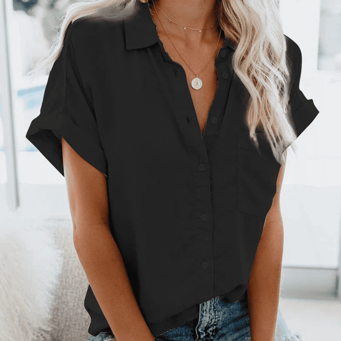 Blusa de Mujer Casual | Mangas Enrolladas