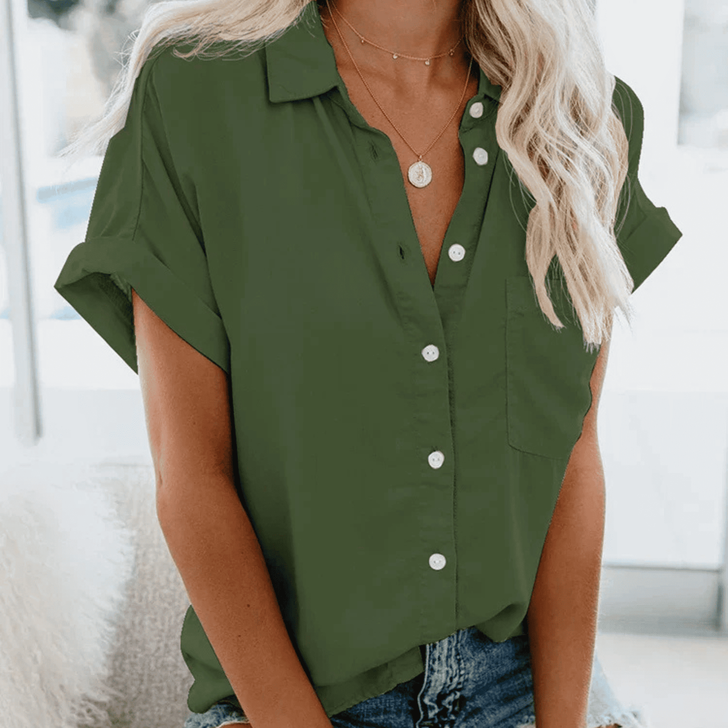 Blusa de Mujer Casual | Mangas Enrolladas