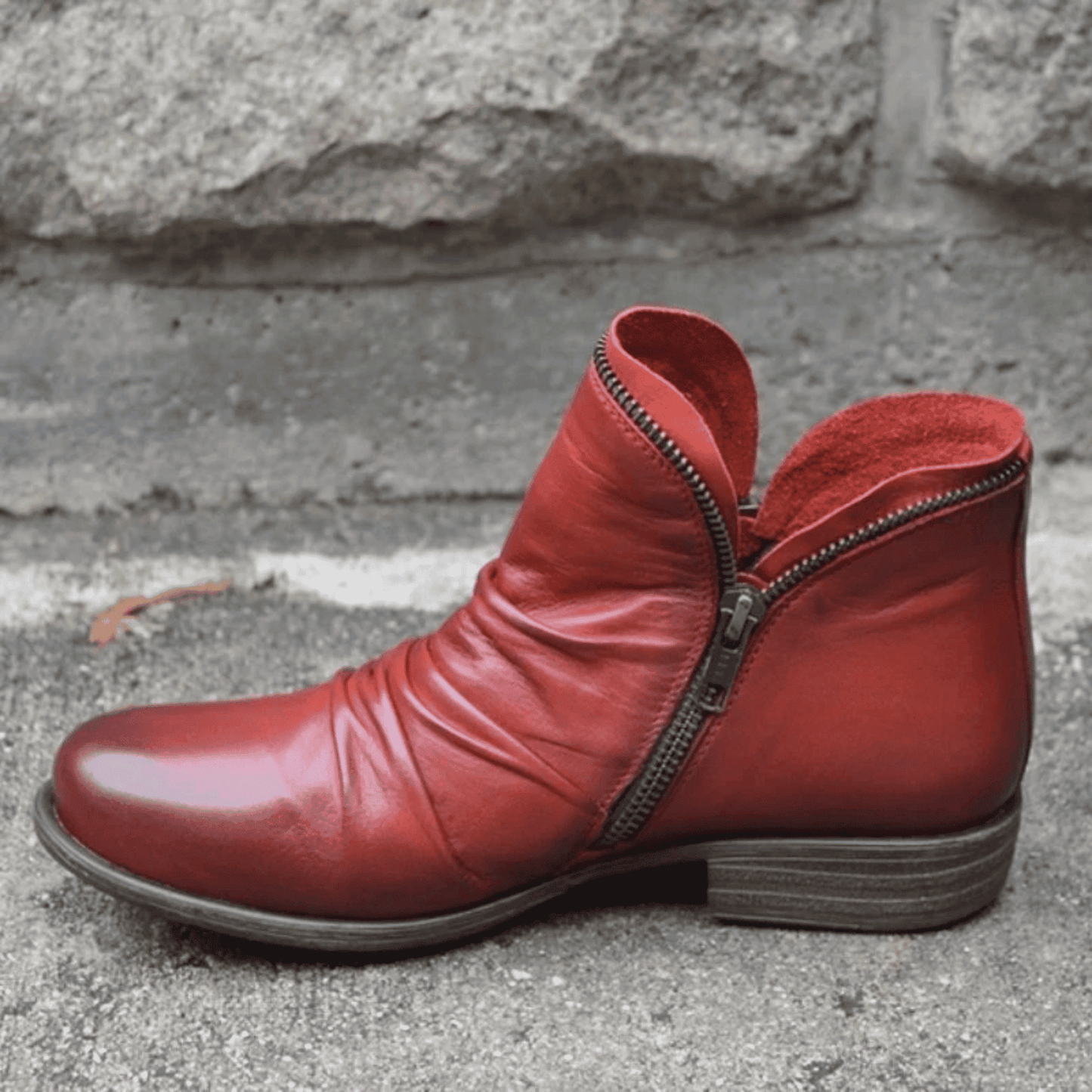 Botines de Mujer con Caña Fruncida - Tacón Bajo