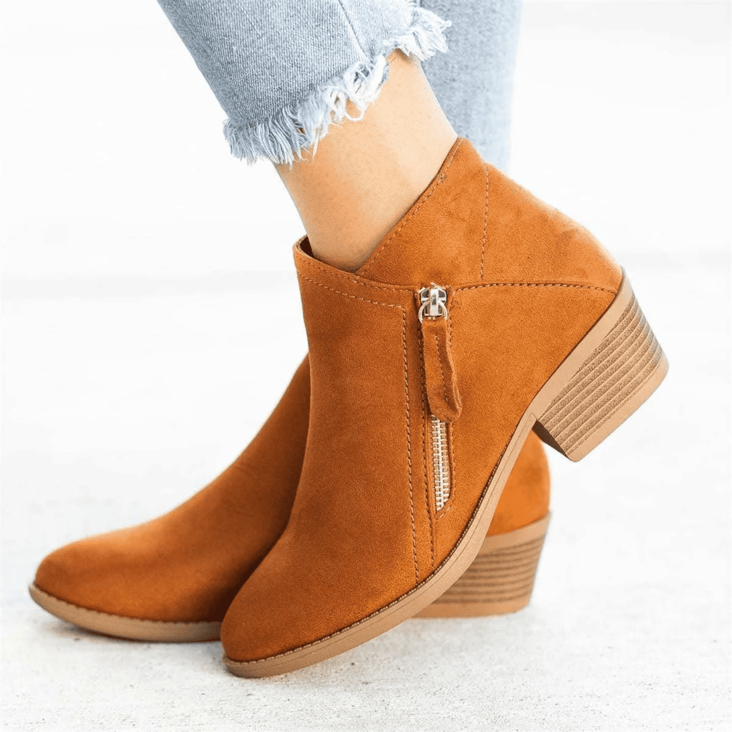 Botines de Mujer con Tacón Ancho - Cremallera Lateral