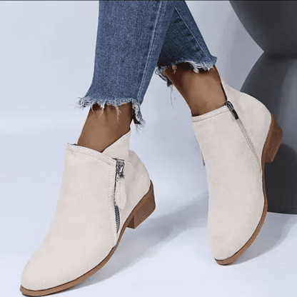 Botines de Mujer con Tacón Ancho - Cremallera Lateral