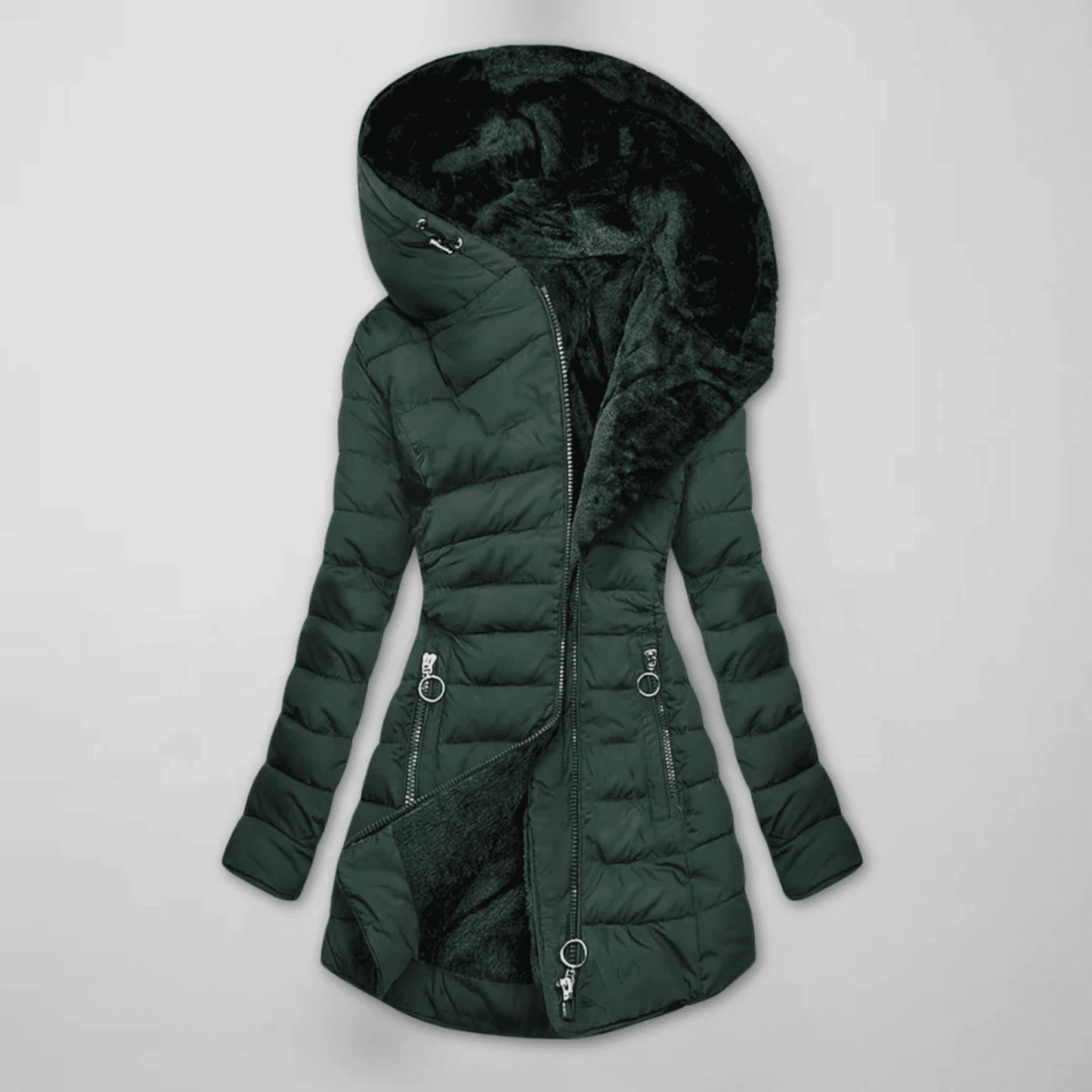 Chaqueta Acolchada de Mujer - Capucha y Cierre Asimétrico