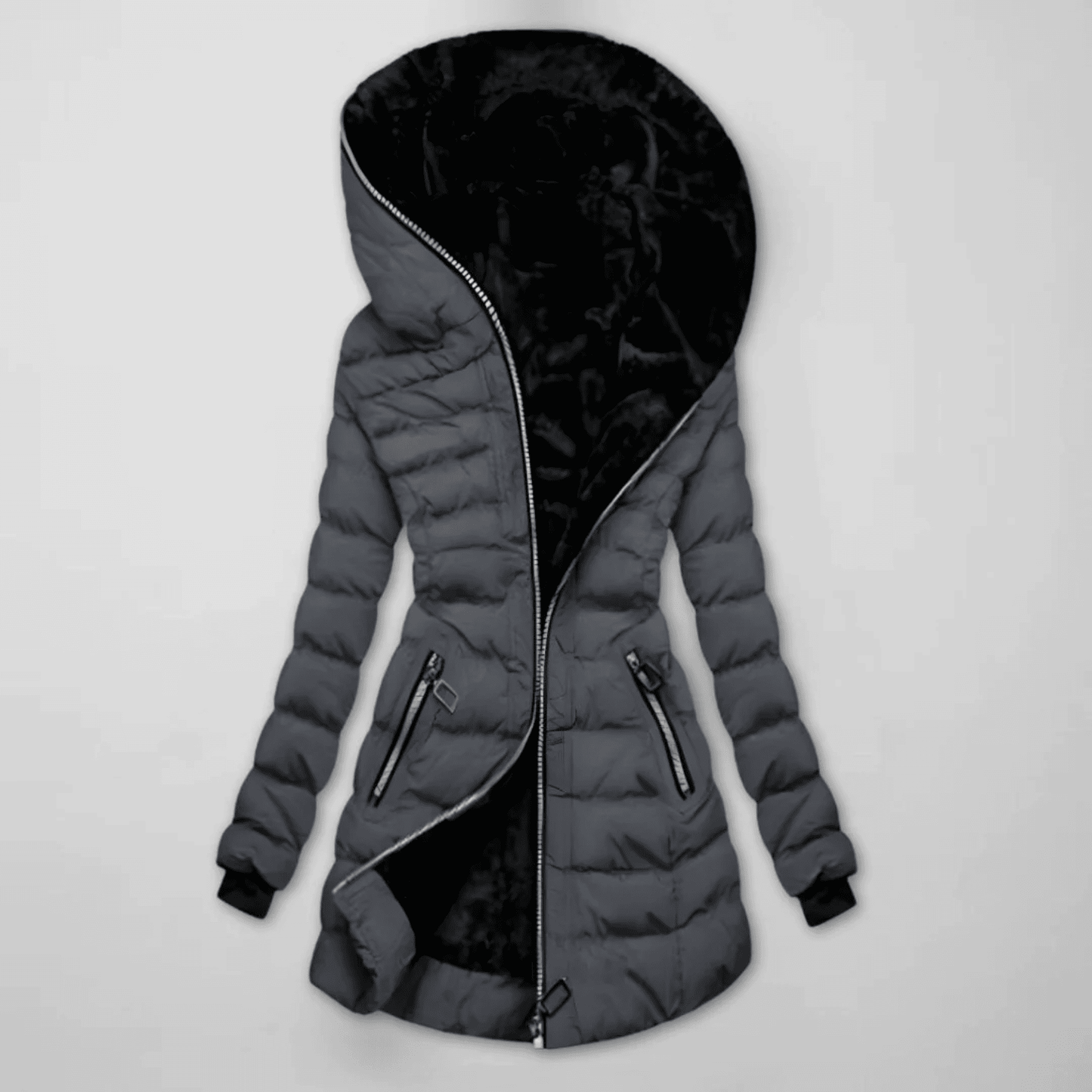 Chaqueta Acolchada de Mujer - Capucha y Cierre Asimétrico
