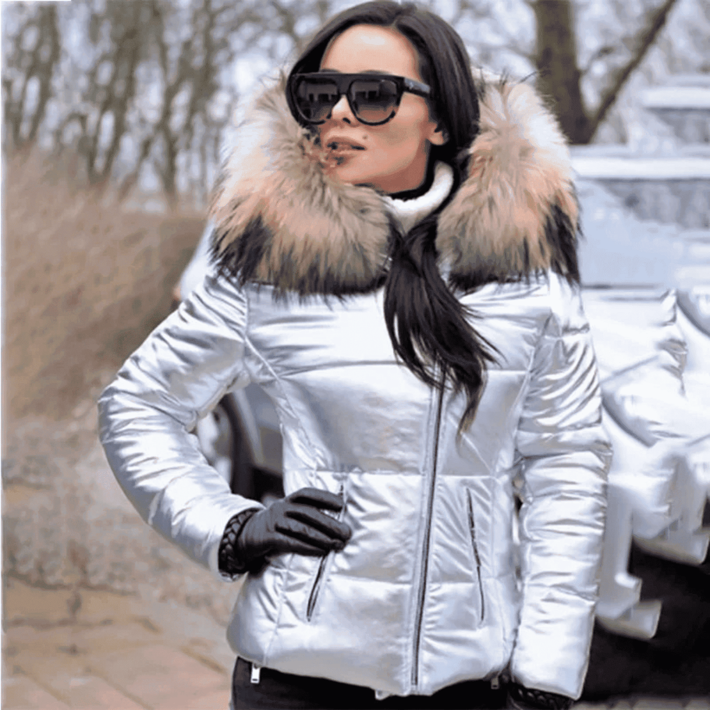 Chaqueta Acolchada de Mujer - Corte Entallado con Capucha