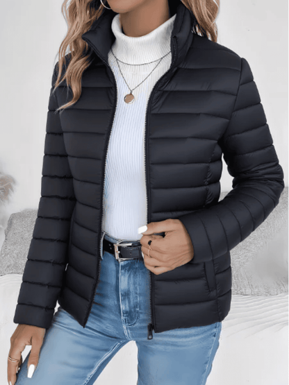 Chaqueta Acolchada de Mujer - Cuello Alto y Corte Entallado
