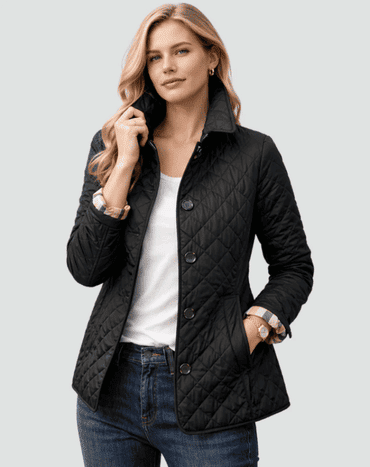 Chaqueta Acolchada de Mujer - Cuello Camisero y Cierre con Botones