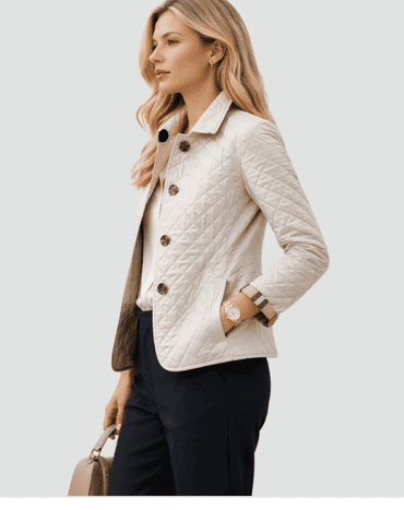 Chaqueta Acolchada de Mujer - Cuello Camisero y Cierre con Botones