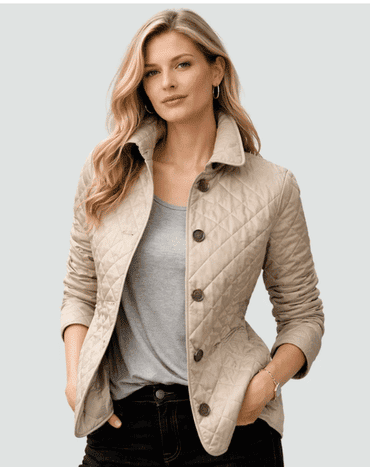 Chaqueta Acolchada de Mujer - Cuello Camisero y Cierre con Botones