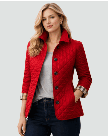 Chaqueta Acolchada de Mujer - Cuello Camisero y Cierre con Botones