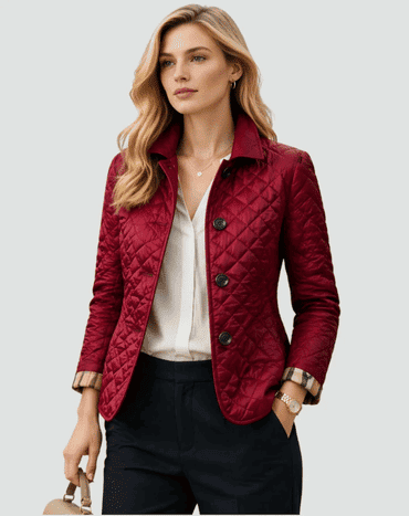 Chaqueta Acolchada de Mujer - Cuello Camisero y Cierre con Botones