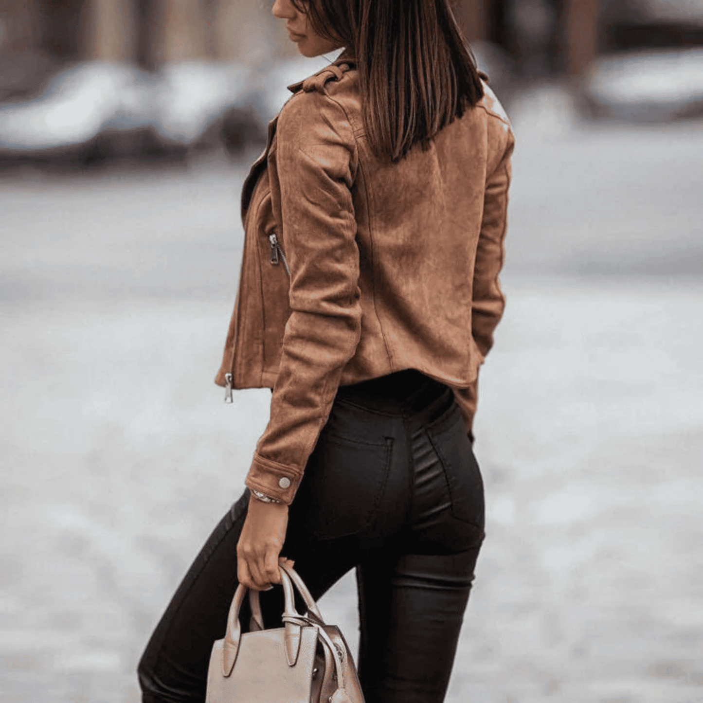 Chaqueta Biker de Mujer - Capucha y Cremallera Asimétrica