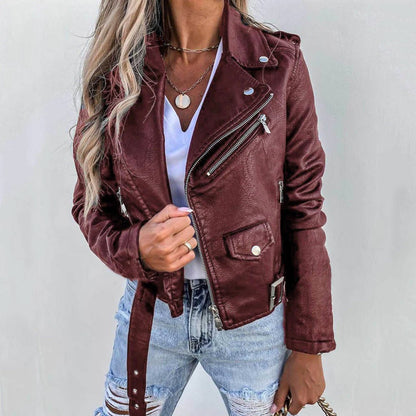 Chaqueta Biker de Mujer - Cierre Asimétrico y Detalles Metálicos
