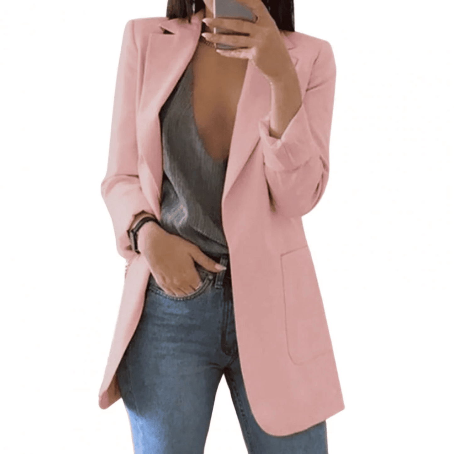 Chaqueta Blazer de Mujer - Corte Largo con Solapas