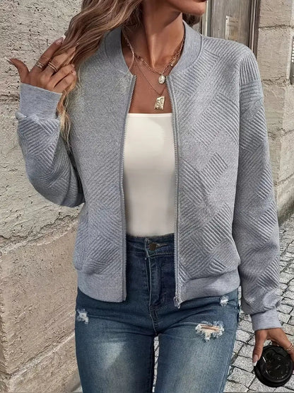 Chaqueta Bomber de Mujer - Cremallera y Textura Geométrica