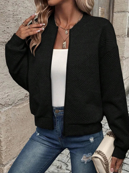 Chaqueta Bomber de Mujer - Cremallera y Textura Geométrica