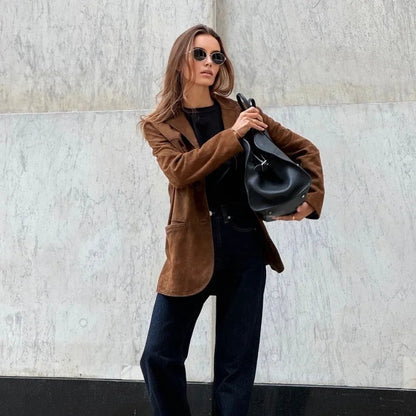 Chaqueta Tipo Blazer de Mujer - Solapas y Cierre con Botones