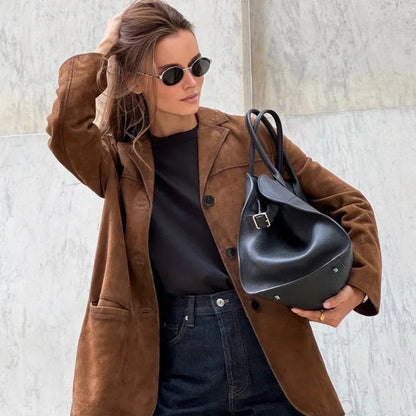 Chaqueta Tipo Blazer de Mujer - Solapas y Cierre con Botones
