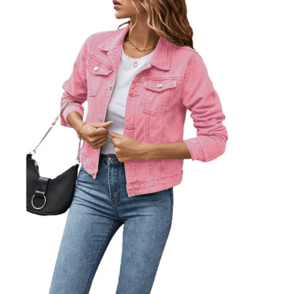 Chaqueta Vaquera de Mujer - Corte Corto con Bolsillos Frontales