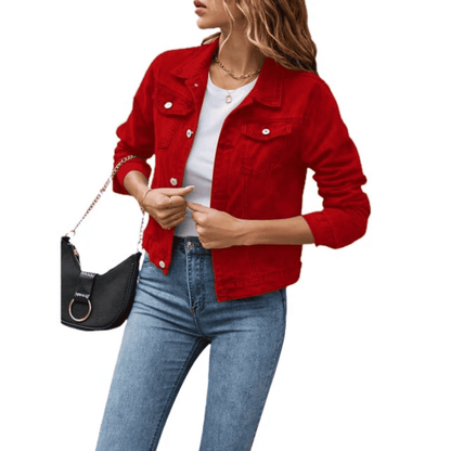 Chaqueta Vaquera de Mujer - Corte Corto con Bolsillos Frontales