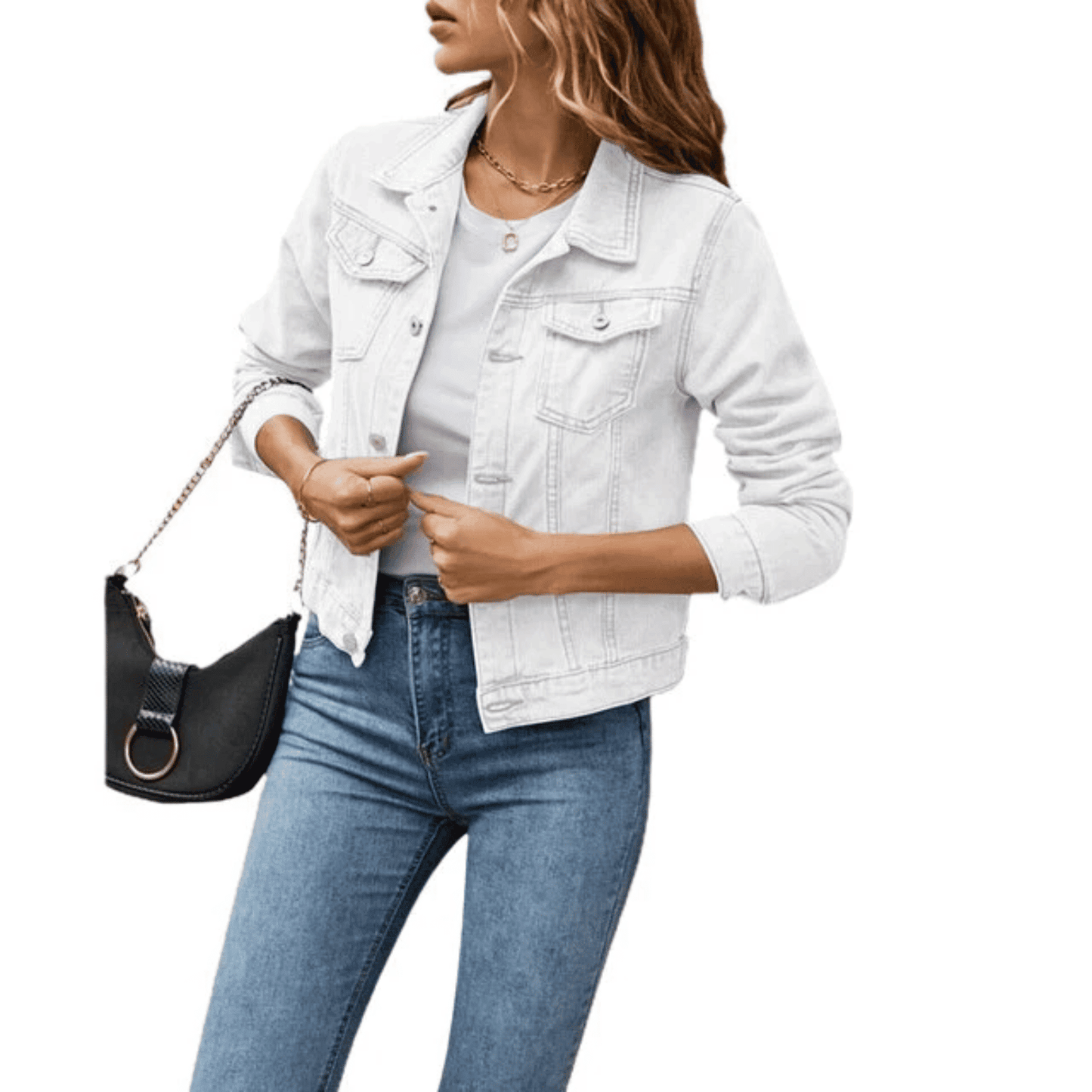 Chaqueta Vaquera de Mujer - Corte Corto con Bolsillos Frontales