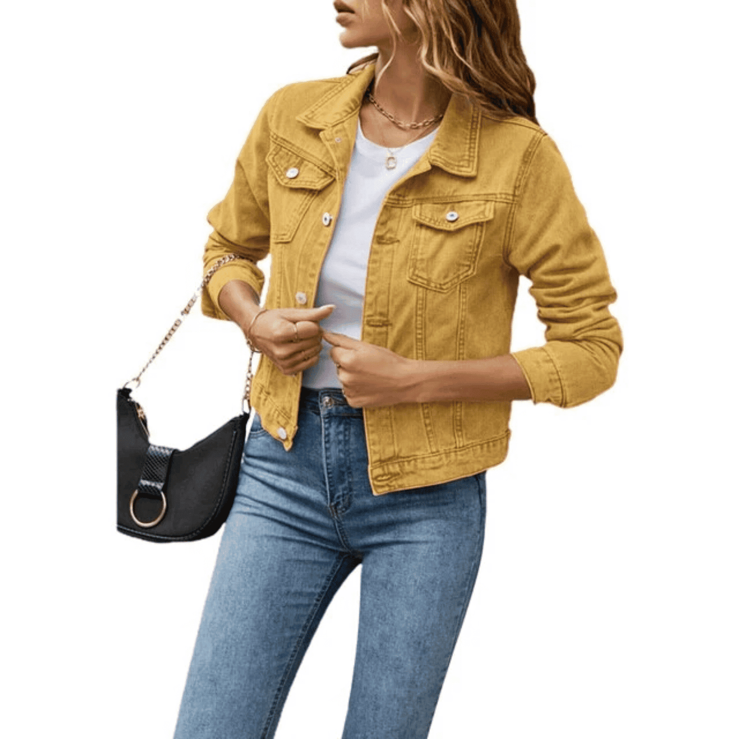 Chaqueta Vaquera de Mujer - Corte Corto con Bolsillos Frontales