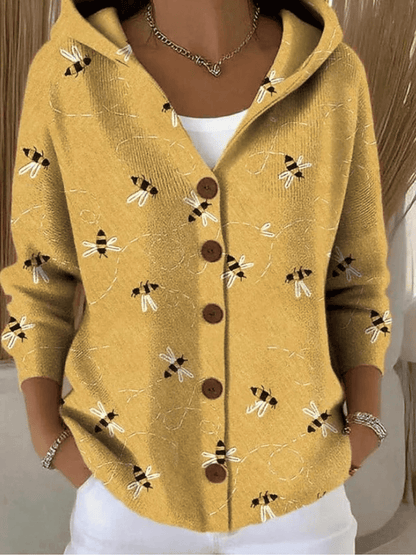 Chaqueta de Mujer Estampada - Con Capucha y Botones