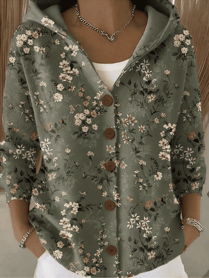 Chaqueta de Mujer Estampada - Con Capucha y Botones