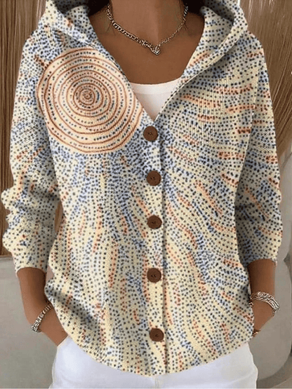 Chaqueta de Mujer Estampada - Con Capucha y Botones