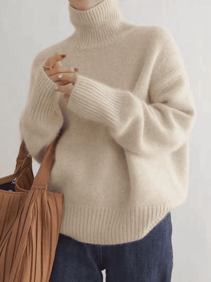 Jersey Oversize de Mujer - Cuello Vuelto y Puños Largos