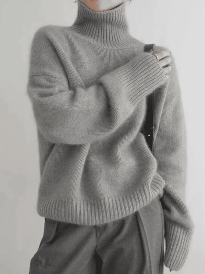 Jersey Oversize de Mujer - Cuello Vuelto y Puños Largos