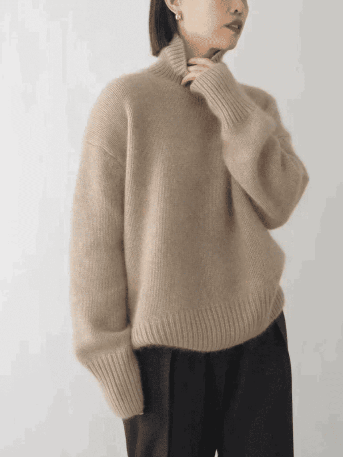 Jersey Oversize de Mujer - Cuello Vuelto y Puños Largos